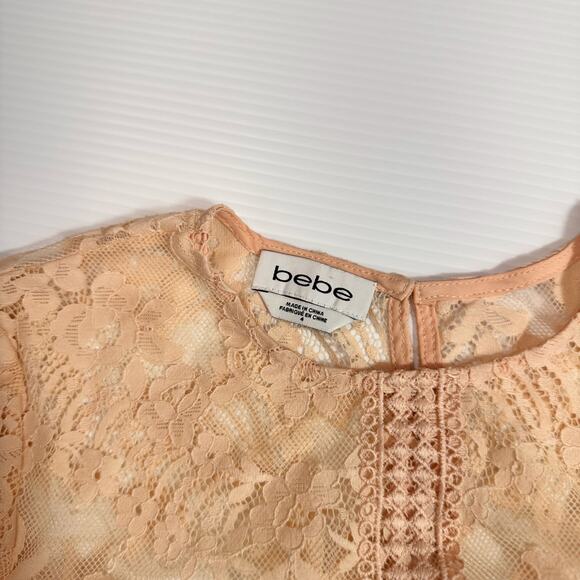 Bebe Slit Lace Mini Dress Blush Pink Women’s 4 Bridalcore Balletcore Coquette - Picture 5 of 16